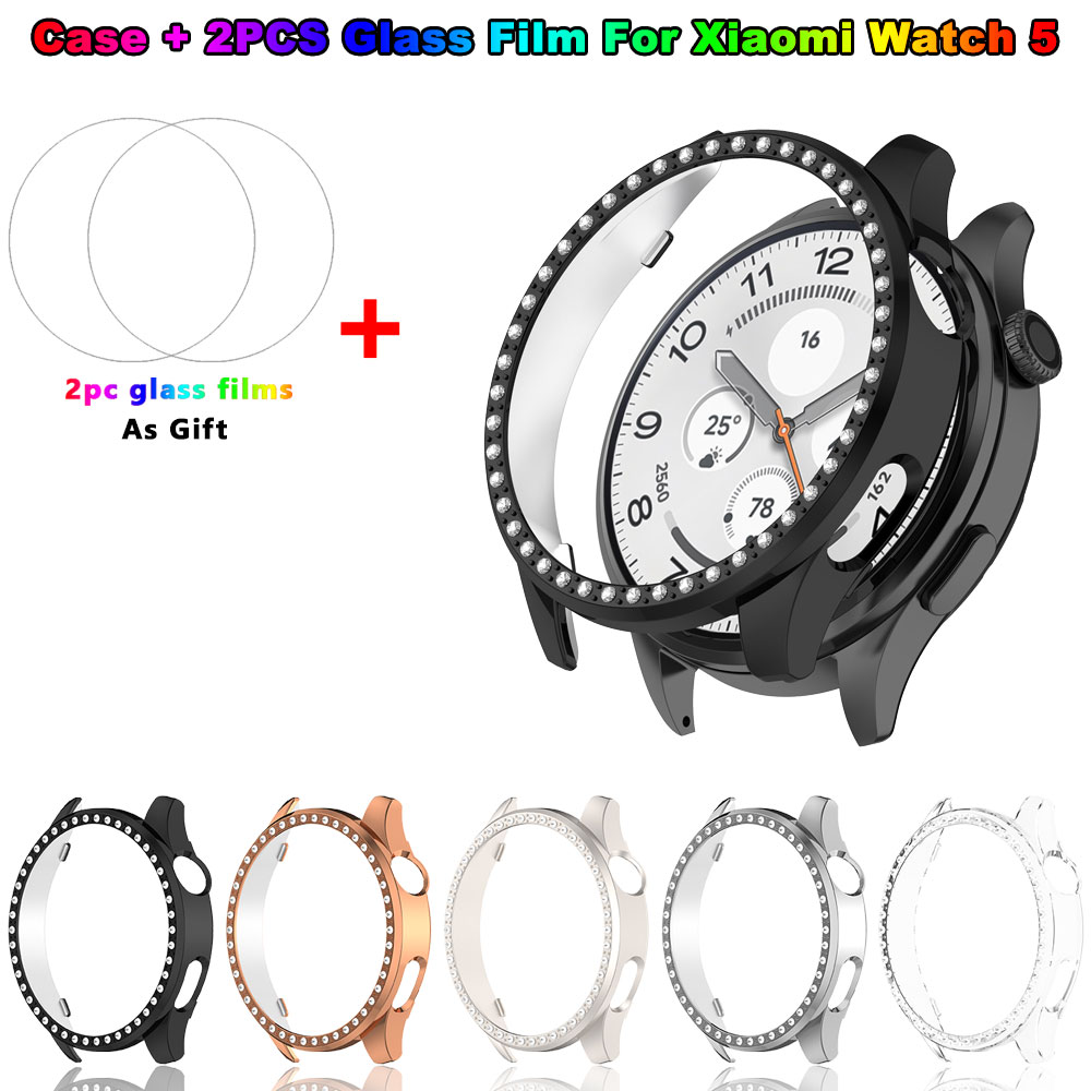 Bling PC Case + Glass Film For - Xiaomi Smartwatch Accessories ulasan dan harga